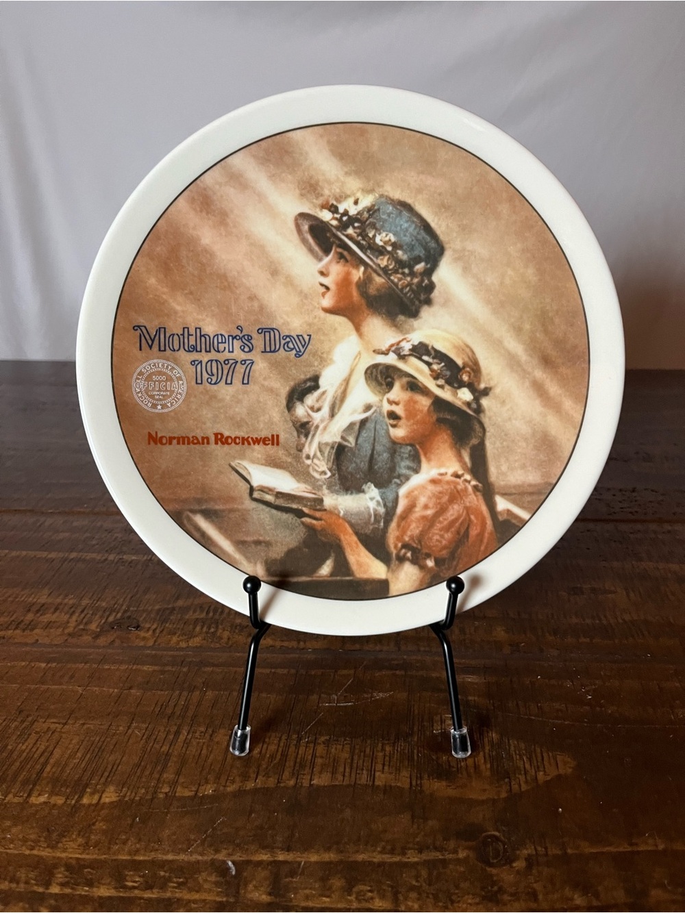 Norman Rockwell Mother and Child Plate in Brown, Blue and Cream